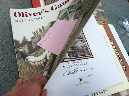 Matt Tavares signing books